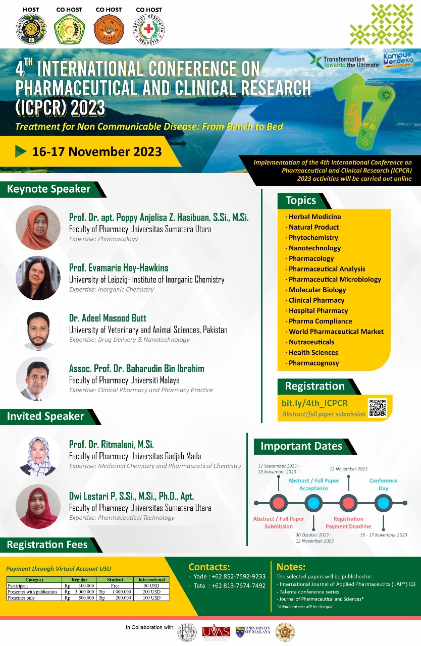 Announcing the 4th INTERNATIONAL CONFERENCE ON PHARMACEUTICAL AND CLINICAL RESEARCH (ICPCR) 2023!